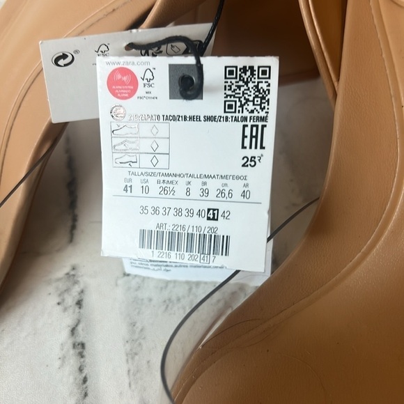 NWT Zara Block Heel Vinyl Toe Slingbacks - Picture 5 of 9